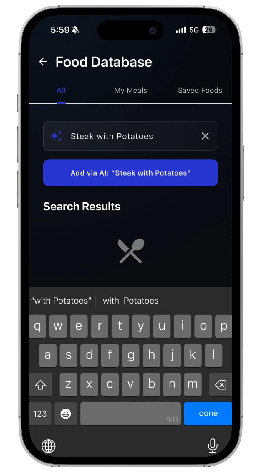 Text-to-Meal Search