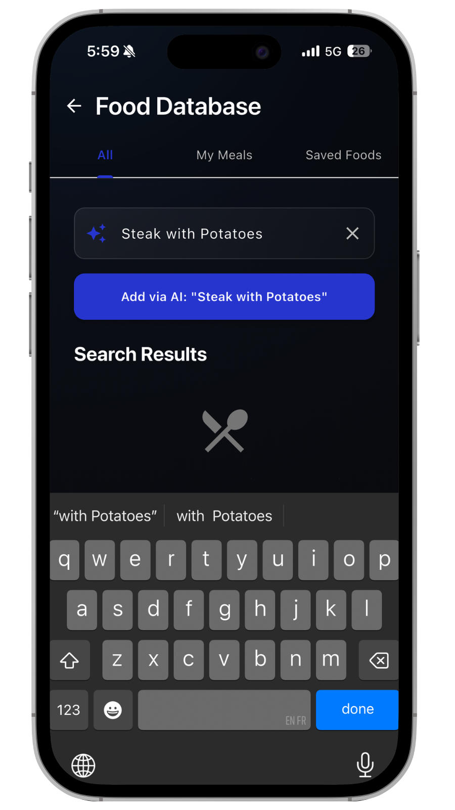 Text-to-Meal Search